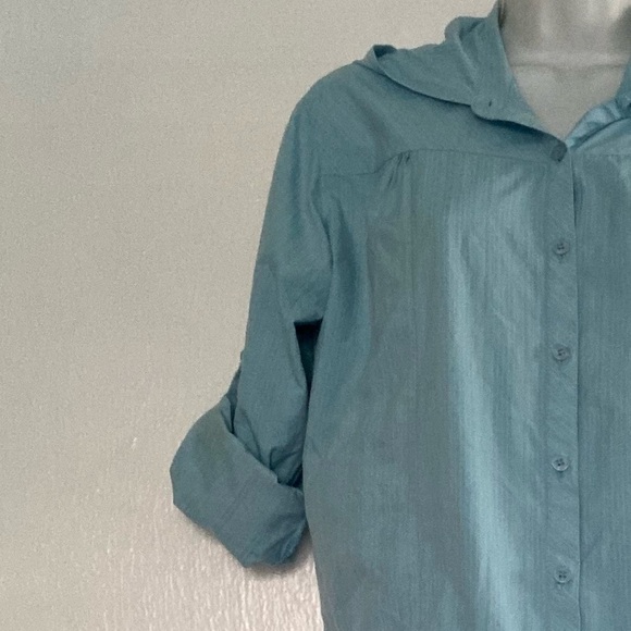 Kuhl Hooded Button Front Lightweight Shirt Jacket Blue M Womens Top - Picture 4 of 7